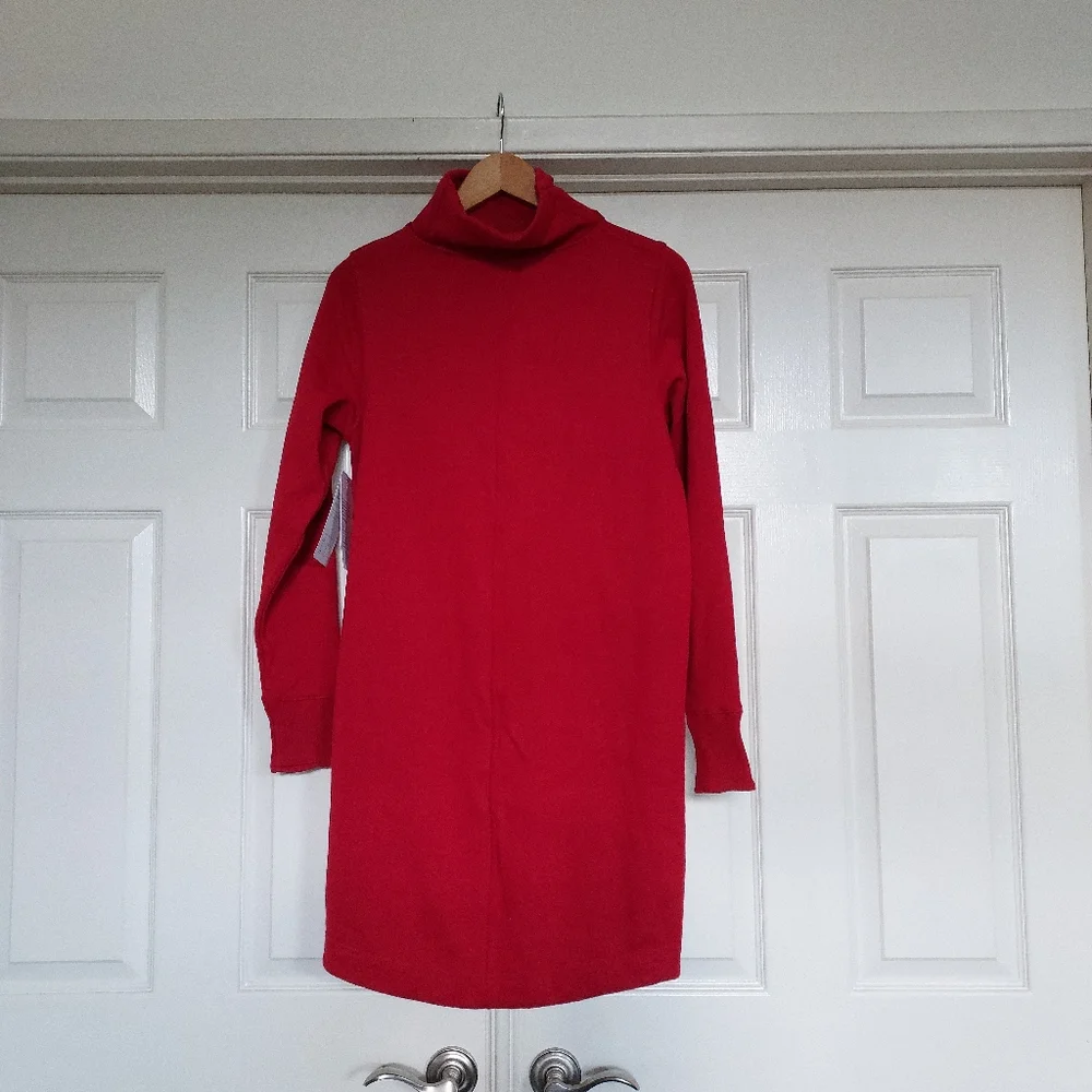 NWT Athleta Cozy Karma mock neck dress in fireengine red! XS - Picture 10 of 13